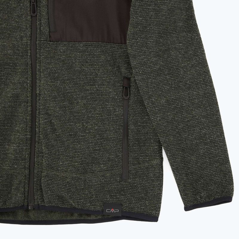 Bluza polarowa męska CMP 35H3907 Melange Knitted forest melange/nero/ferrari 3