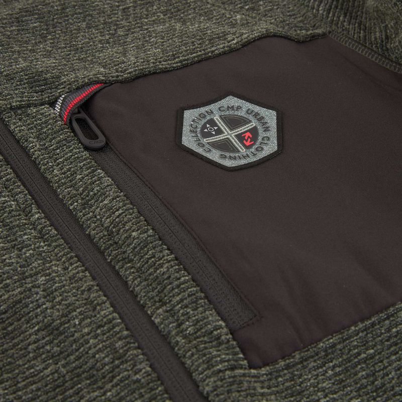 Bluza polarowa męska CMP 35H3907 Melange Knitted forest melange/nero/ferrari 4