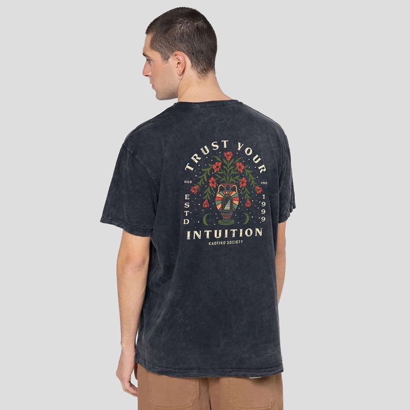 Koszulka męska Kaotiko Washed Trust Your Intuition black 3