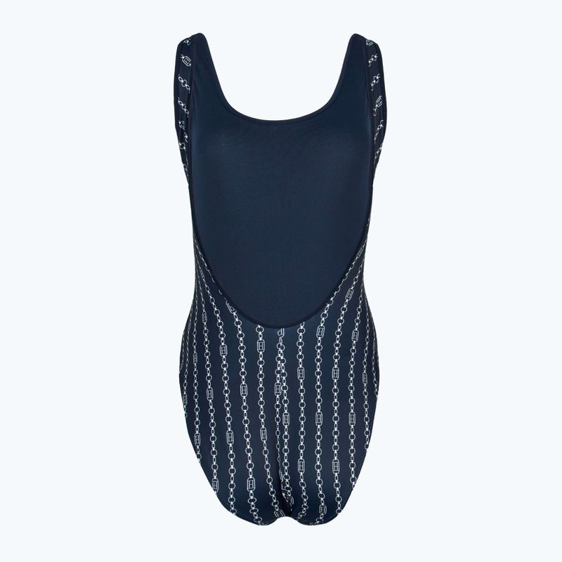Strój kąpielowy jednoczęściowy damski Tommy Hilfiger One Piece Print (Ext) flag chain dark night navy 2