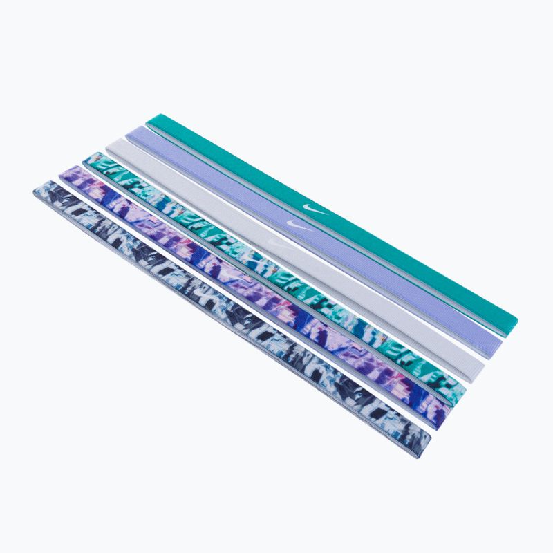 Opaski na głowę Nike Headbands Printed 6 szt. neptune green/malachite/pure platinum 2