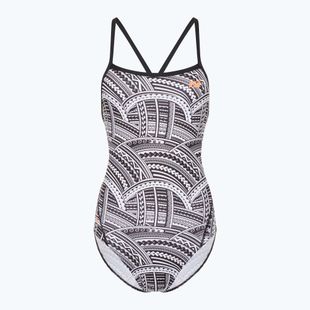 Strój pływacki jednoczęściowy damski ZONE3 Kona Speed Strap Back tribal print/black/ white/orange